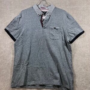 Ted Baker London Mens Gray Button Up Short Sleeve Polo Shirt Size 6